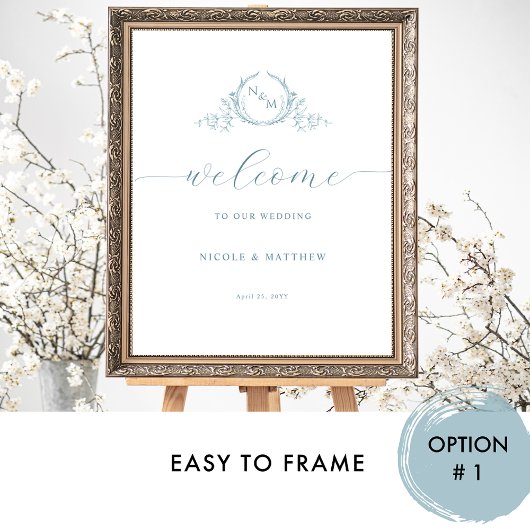 Affiche de bienvenue Mariage de Monogramme en verr