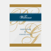 Affiche de bienvenue Mariage de monogramme Gold Bl (Recto)