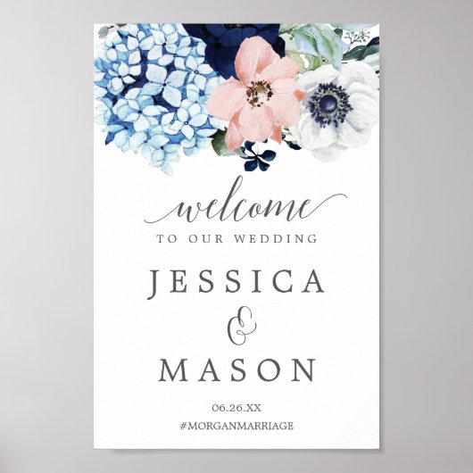 Affiche de bienvenue Mariage de Navy Blooms (Devant)
