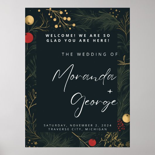 Affiche de bienvenue Mariage de Noël (Devant)