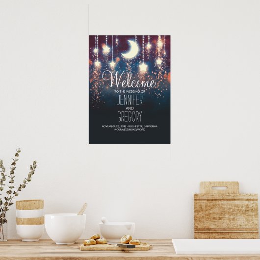 Affiche de bienvenue Mariage de nuit étoilée (Cuisine)