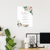 Affiche de bienvenue Mariage de palme florale trop (Bureau à domicile)