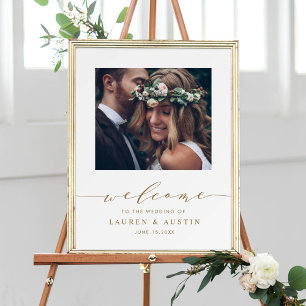 Affiche de bienvenue Mariage de photo Modern Gold 