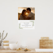 Affiche de bienvenue Mariage de photos vertes (Cuisine)