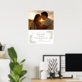 Affiche de bienvenue Mariage de photos vertes (Bureau à domicile)