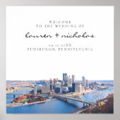 Affiche de bienvenue Mariage de Pittsburgh Skyline (Devant)