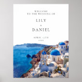 Affiche de bienvenue Mariage de Santorini Grèce (Devant)