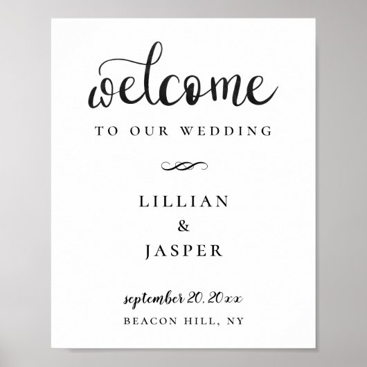 Affiche de bienvenue Mariage de script de calligra (Devant)