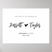 Affiche de bienvenue Mariage de script de coeur si (Devant)