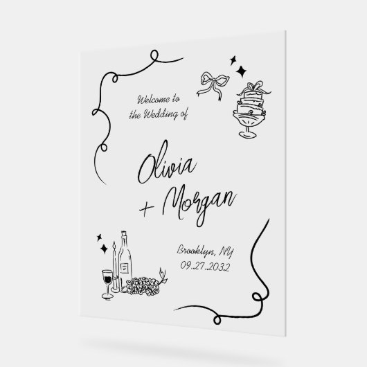 Affiche de bienvenue Mariage de script de gribouil (Angle)