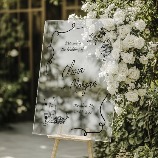 Affiche de bienvenue Mariage de script de gribouil