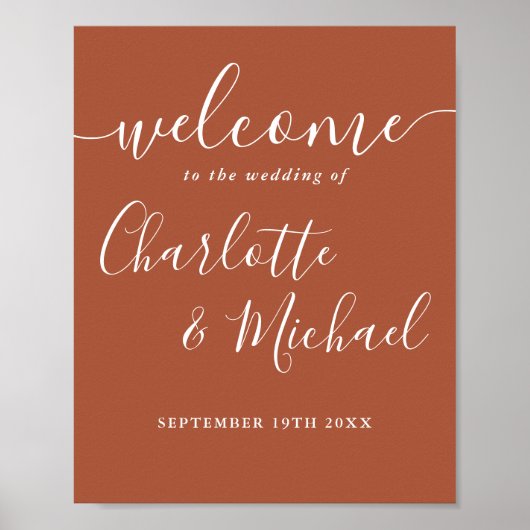 Affiche de bienvenue Mariage de script de signatur (Devant)