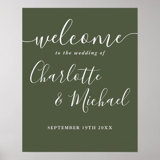 Affiche de bienvenue Mariage de script de signatur (Devant)