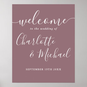 Affiche de bienvenue Mariage de script de signatur