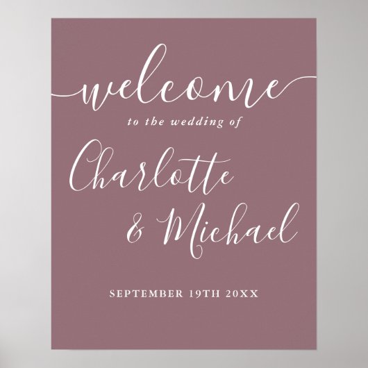 Affiche de bienvenue Mariage de script de signatur (Devant)