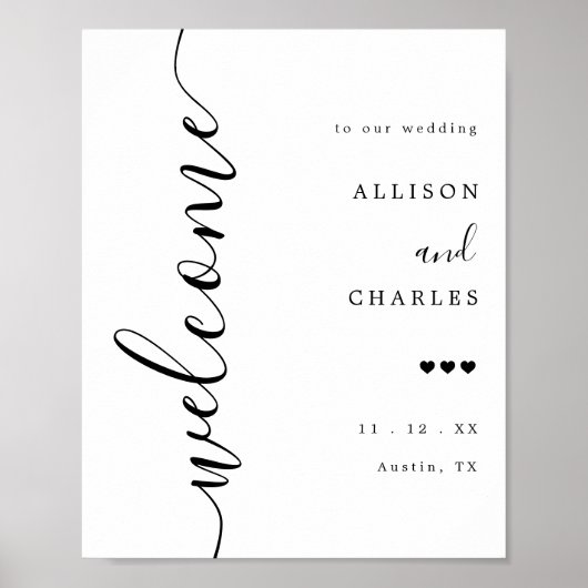 Affiche de bienvenue Mariage de script élégant du  (Devant)