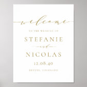 Affiche de bienvenue Mariage de script Gold Dainty (Devant)