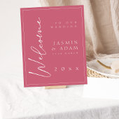 Affiche de bienvenue Mariage de script Magenta Ros