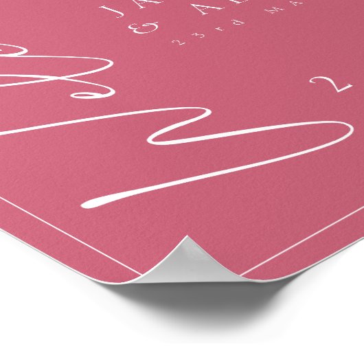 Affiche de bienvenue Mariage de script Magenta Ros (Coin)