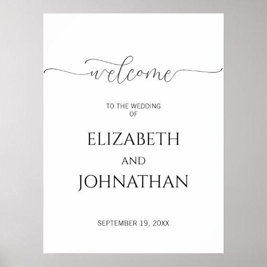 Affiche de bienvenue Mariage de script minimal sim (Devant)