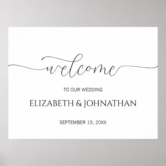Affiche de bienvenue Mariage de script minimal sim (Devant)