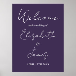 Affiche de bienvenue Mariage de script minimaliste