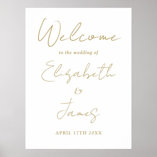 Affiche de bienvenue Mariage de script minimaliste (Devant)