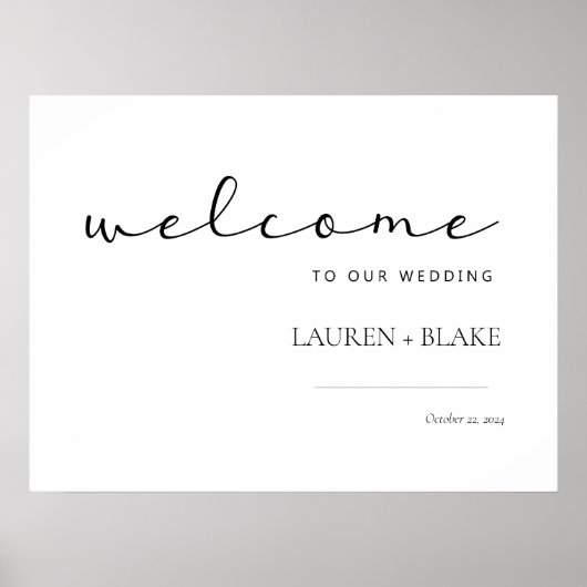 Affiche de bienvenue Mariage de script moderne (Devant)