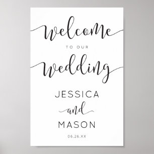 Affiche de bienvenue Mariage de script rustique