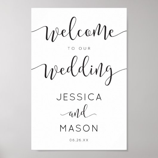 Affiche de bienvenue Mariage de script rustique (Devant)