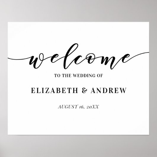 Affiche de bienvenue Mariage de script simple et é (Devant)