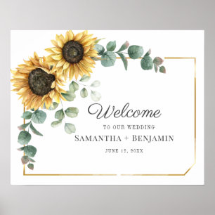 Affiche de bienvenue Mariage de script Sunflower E
