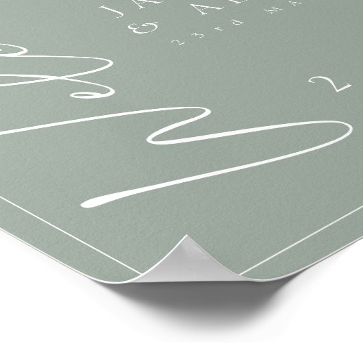 Affiche de bienvenue Mariage de script vert de tai (Coin)