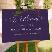 Affiche de bienvenue Mariage de script violet mini