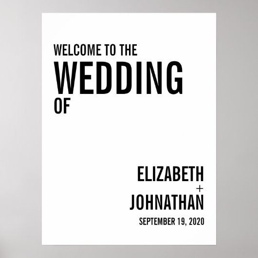 Affiche de bienvenue Mariage de typographie simple (Devant)
