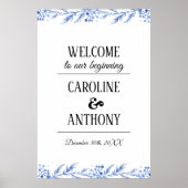 Affiche de bienvenue Mariage des branches d'aquare (Devant)