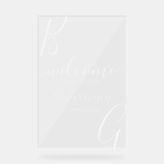 Affiche de bienvenue Mariage des initiales blanche (Recto)