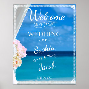 Affiche de bienvenue   Mariage d'été Ocean Beach