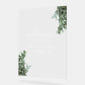 Affiche de bienvenue Mariage d'Eucalyptus en argen (Angle)
