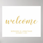 Affiche de bienvenue Mariage d'or de script modern (Devant)