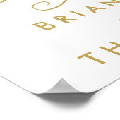 Affiche de bienvenue Mariage d'or lettres main chi (Coin)