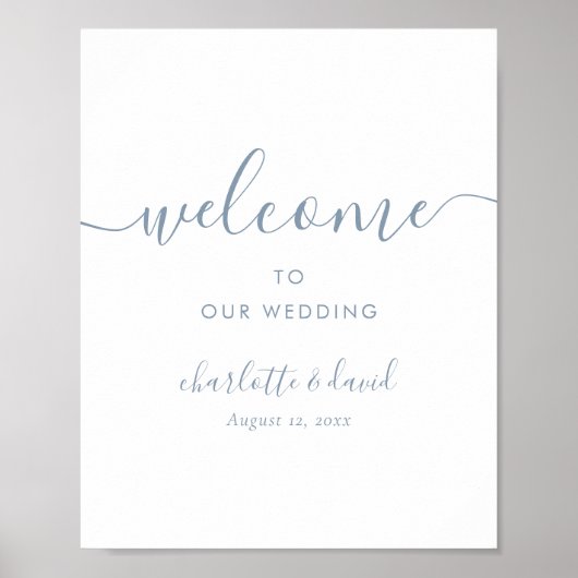 Affiche de bienvenue Mariage Dusty Blue (Devant)