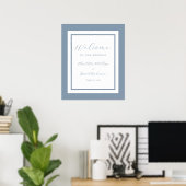 Affiche de bienvenue Mariage Dusty Blue moderne (Bureau à domicile)