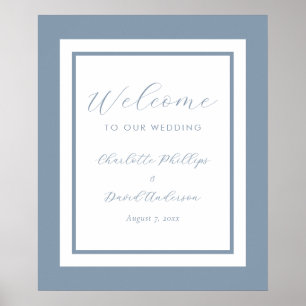 Affiche de bienvenue Mariage Dusty Blue moderne