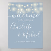 Affiche de bienvenue Mariage Dusty Blue String Lig (Devant)