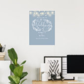 Affiche de bienvenue Mariage Dusty Blue String Lig (Bureau à domicile)
