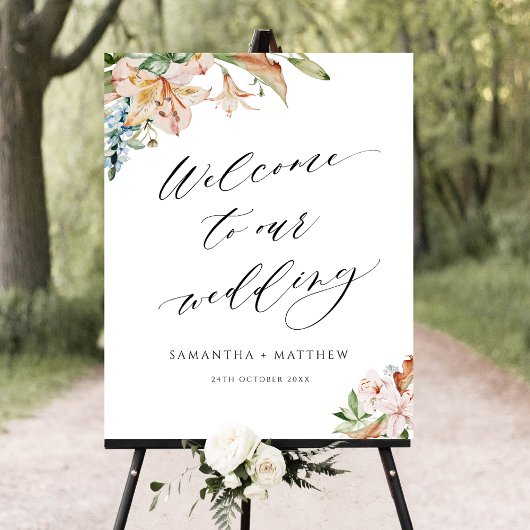 Affiche de bienvenue Mariage Earthy Blooms