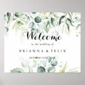 Affiche de bienvenue Mariage écoaquarelle Eucalypt (Devant)