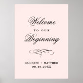 Affiche de bienvenue mariage | Élégante impression (Devant)