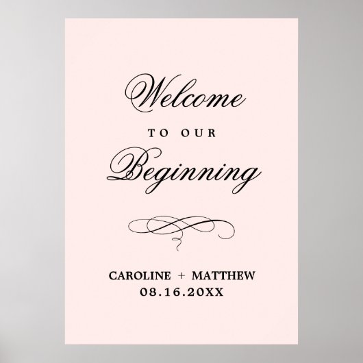 Affiche de bienvenue mariage | Élégante impression (Devant)